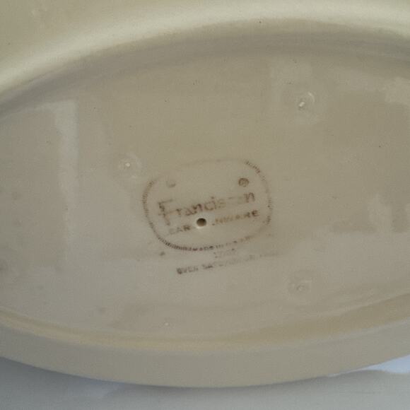 Vintage Franciscan Desert Rose Gravy Boat Attached Base Plate TV STAMP - Picture 9 of 9